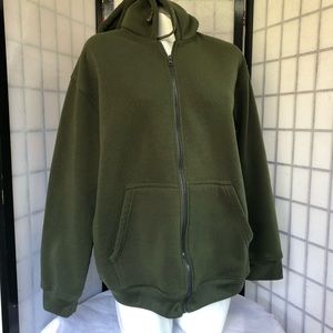 Unisex olive green XL hoodie, kangaroo jacket, bunny hug coat, warm cotton mix